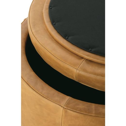 Picture of Cyrus 36" Round Leather Storage Ottoman
